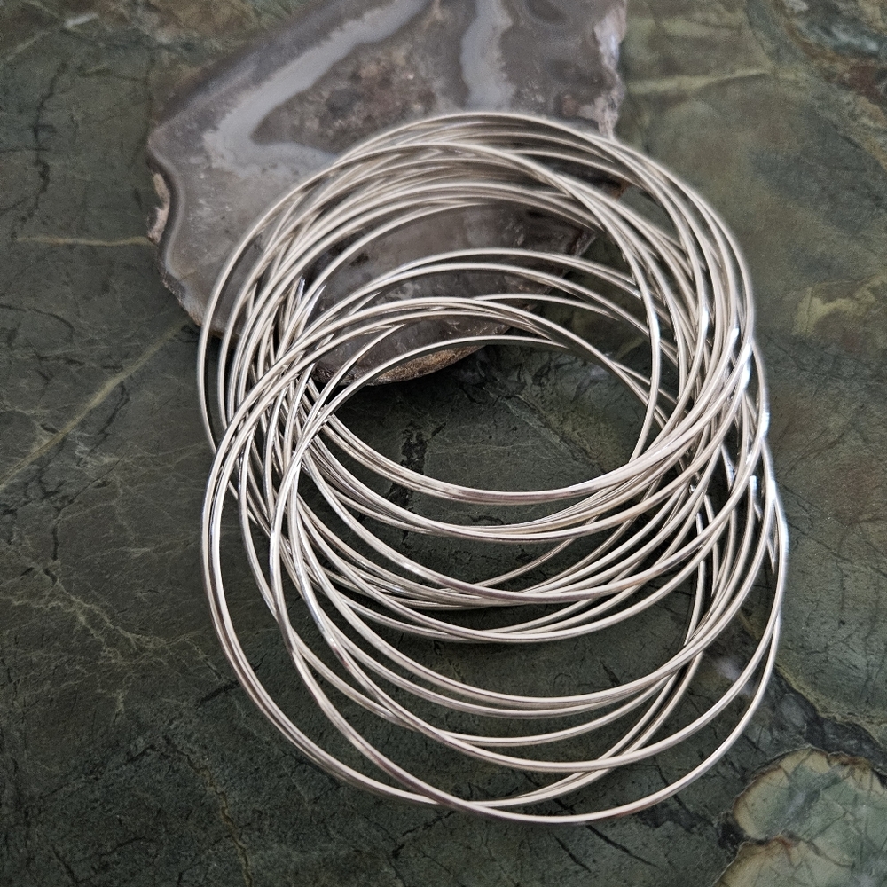 Silpada 21 Bangle Salute .925 Sterling Silver Interlocking Bracelet Set B0640